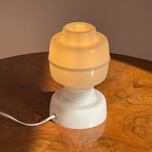 Vintage White Plastic Table Lamp / Mid Century Modern Bedside Lamp / Desk Lamp / Night Light / Reading Lamp / Made in Yugoslavia / 1970s