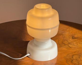 Vintage White Plastic Table Lamp / Mid Century Modern Bedside Lamp / Desk Lamp / Night Light / Reading Lamp / Made in Yugoslavia / 1970s