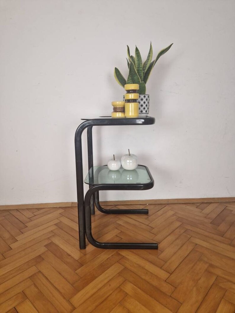 Retro Black Metal Bedside Table / Side Table / Vintage Metal Etsy