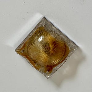 Vintage Murano Glass Wall or Ceiling Light / MCM Square Amber Sconce by Mazzega / Bubble Glass Lamp / Handcrafted Italian Design / 1960s