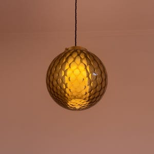 Vintage Murano Smoked Glass Globe Pendant Lamp / Mid Century Italian Sphere Ceiling Light / Dark Glass Ball Light / 1970s