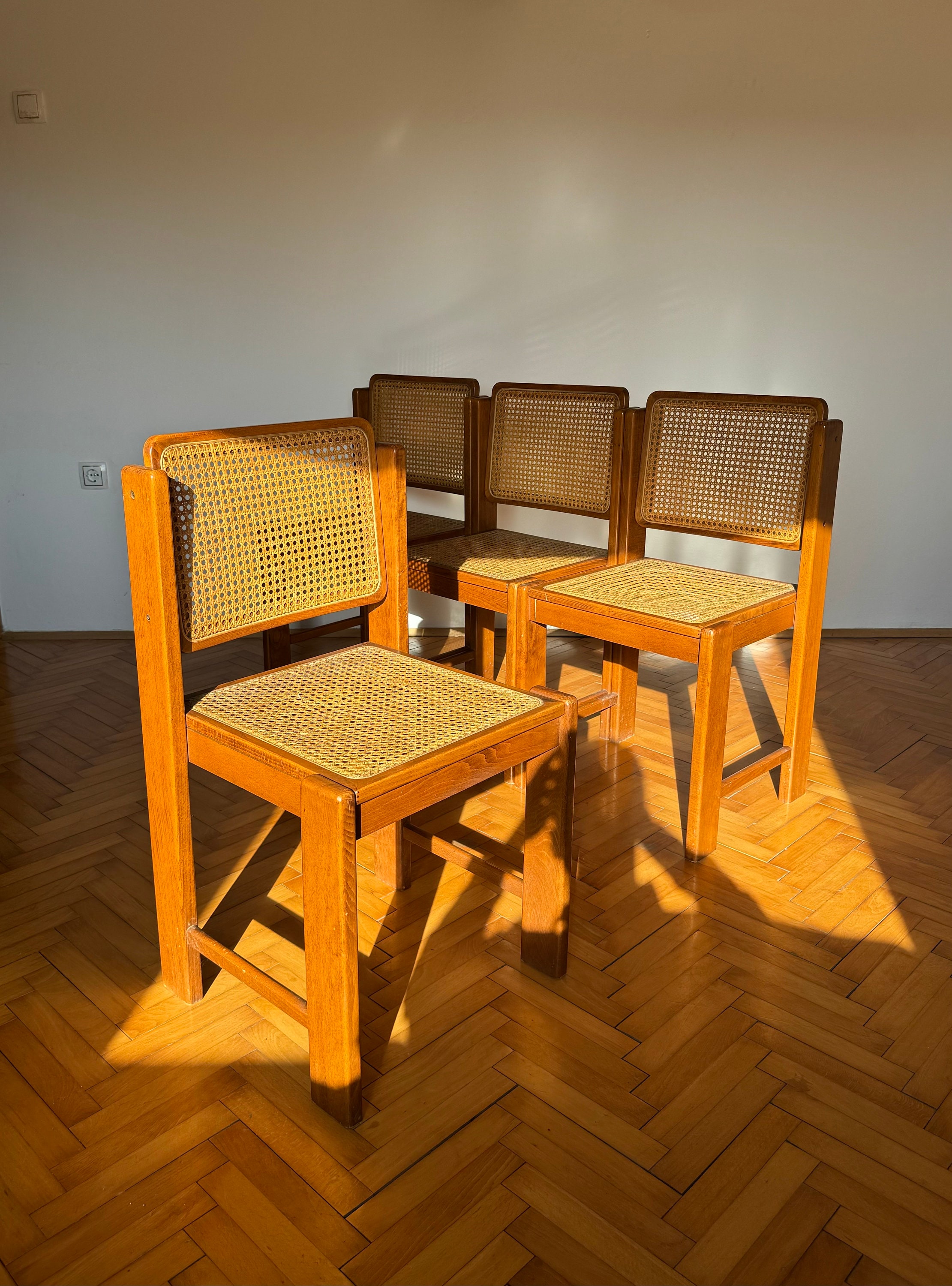 Wooden Chair With Cane Mesh Backrest Wooden Chair With Cane Mesh Backrest