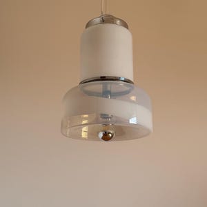 Rare Vintage White Av Mazzega Pendant Light / Mid Century Modern Murano Glass Ceiling Lamp / Space Age Lamp / Made in Italy / 1970s
