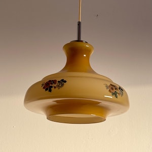 Vintage Retro Hanging Light / Mid Century Modern Pendant Lamp /  Antique Glass Light / Space Age Lighting / Yugoslavia / 1960s