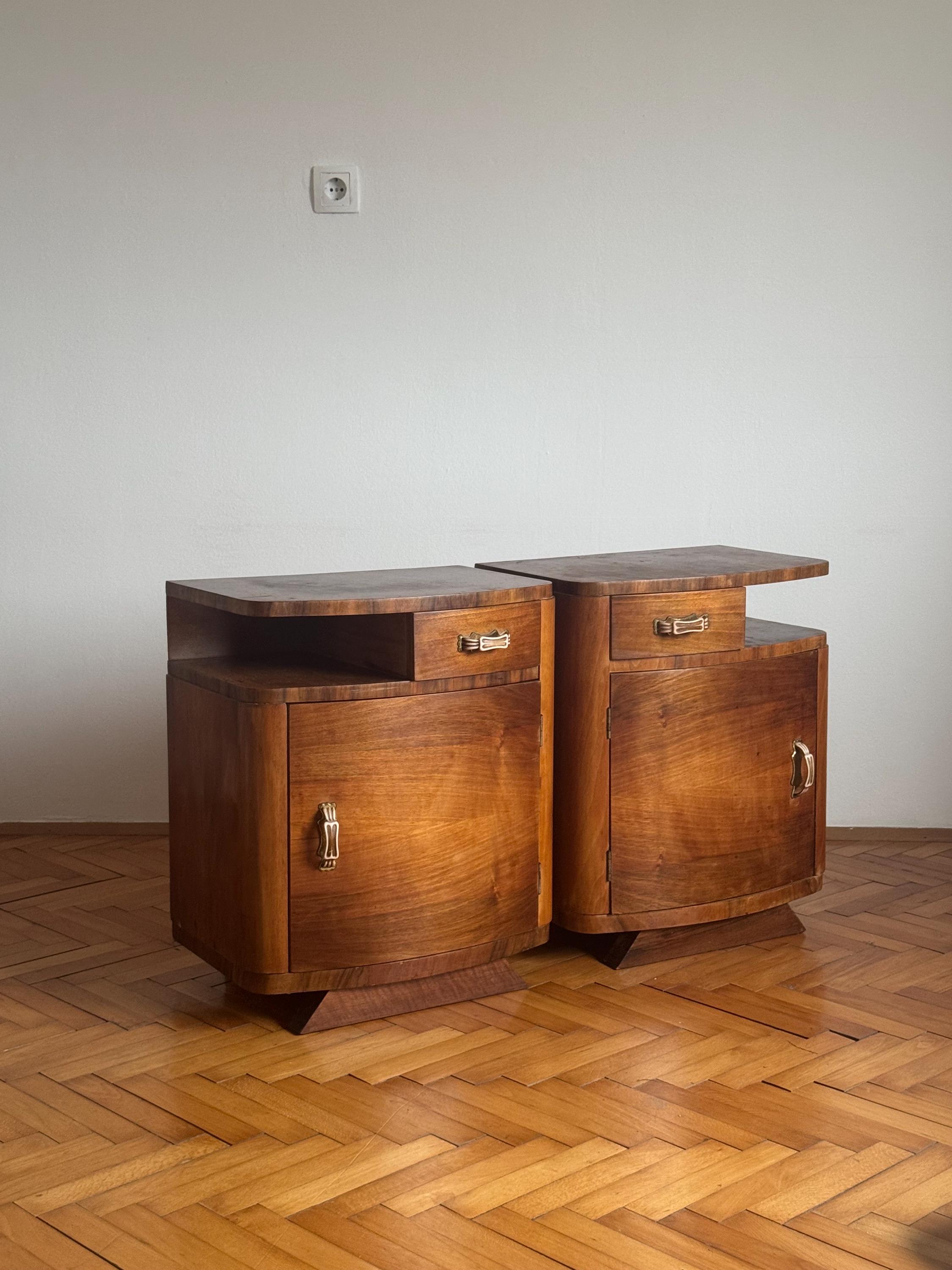 Pair of Vintage Wooden Nightstands / Mid Century Bedside Tables
