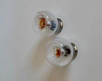 1 of 2 Vintage White to Clear Glass Ceiling or Wall Lamp / Space Age Mazzega Flush Mount Light / Gradient Sconce / 1970s