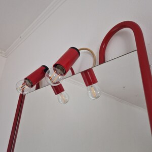 Red Square Mirror With Lights / Wall Vintage Makeup Mirror / Mid ...