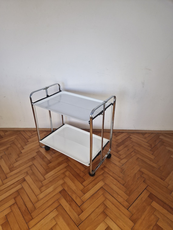 ミッドセンチュリーモダン折りたたみ式ホワイト＆シルバー