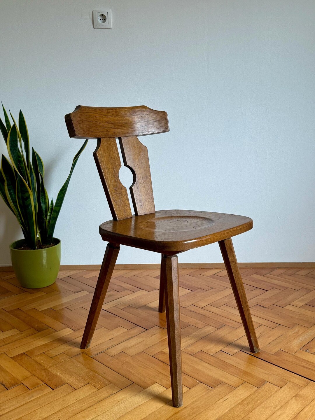 Vintage Brown Wooden Dining Chairs / Cottage Farmhouse Style Chairs ...