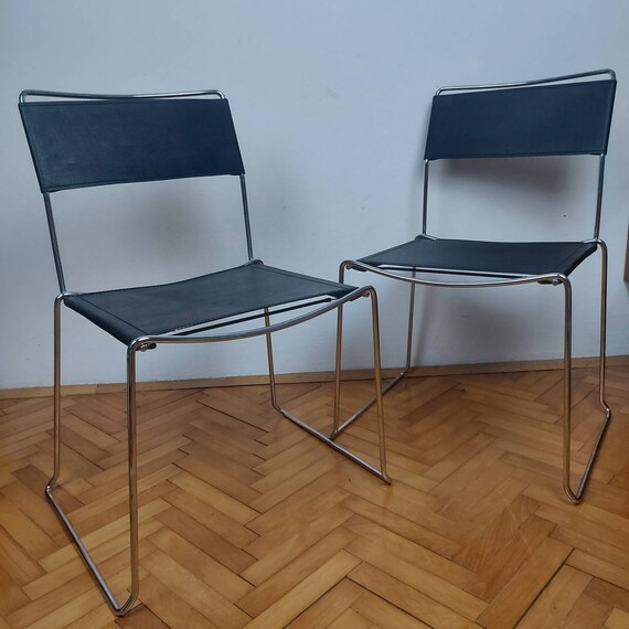 Leather retro online dining chairs