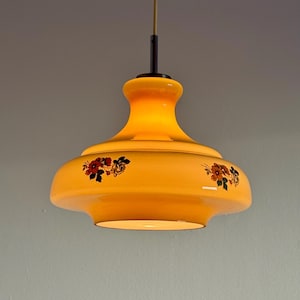 Vintage Retro Hanging Light / Mid Century Modern Pendant Lamp /  Antique Glass Light / Space Age Lighting / Yugoslavia / 1960s