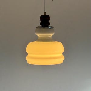Mid-century White Opaline Glass Pendant Light / Vintage Ceiling Lamp / Retro Lightning / Home Decor / Yugoslavia / 1970s