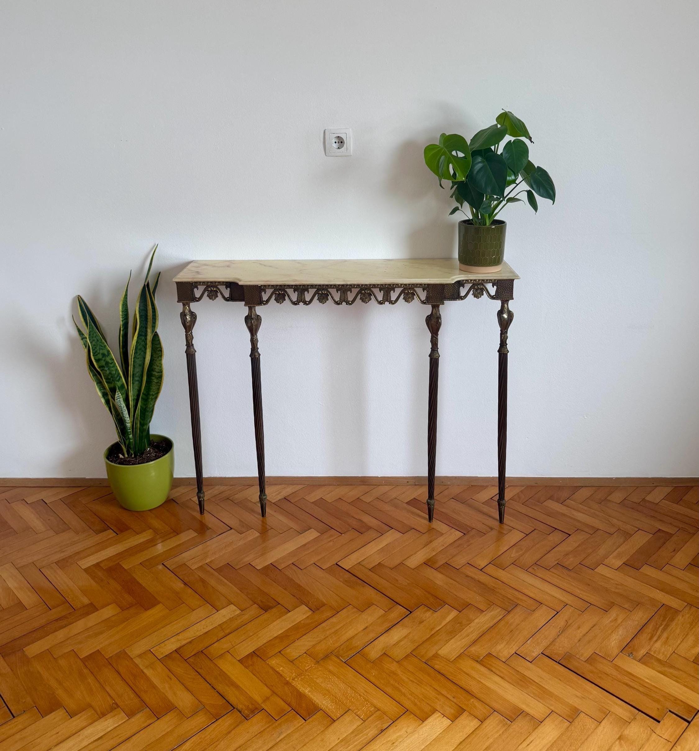 Marble Top Wrought Iron Console Table - Etsy Canada