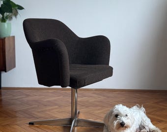 Vintage Brown Swivel Armchair / Mid Century Modern Egg Chair / Home Office Chair / Design by Niko Kralj / Chair Kamnik / Yugoslavia / 1970s