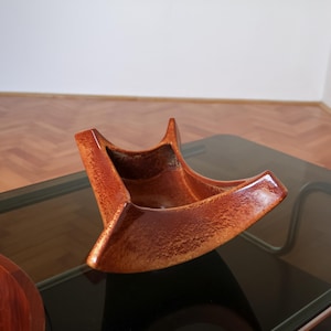 Vintage Bertoncello Orange Decorative Bowl / Stylish Centerpiece Vase / Home Decor / Made in Italy / 1970s