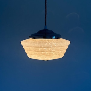 Vintage Art Deco Pink Glass Pendant Lamp / Opaline Glass Ceiling Light / Retro Hanging Lamp / Clouded Glass / Made in Italy / 1960s