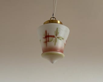 Vintage Frosted Glass Pendant Lamp / Mid Century Painted Glass Ceiling Light / Yugoslavian Hanging Lamp / 1960s