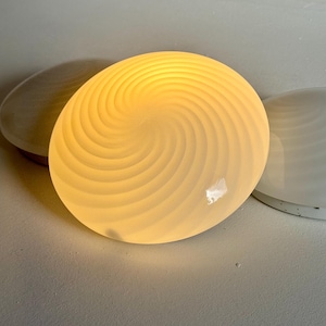 1 of 3 Wall Sconces / Vintage Flush Mount Ceiling Light / Mid Century Modern Swirel Murano Glass Lamp / Italy / 1970s
