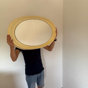 White Space Age Plastic Mirror / Mid Century Modern Mirror / Vintage Oval Wall Mirror / Retro Mirror / Pop Art Mirror / Yugoslavia / 1970s