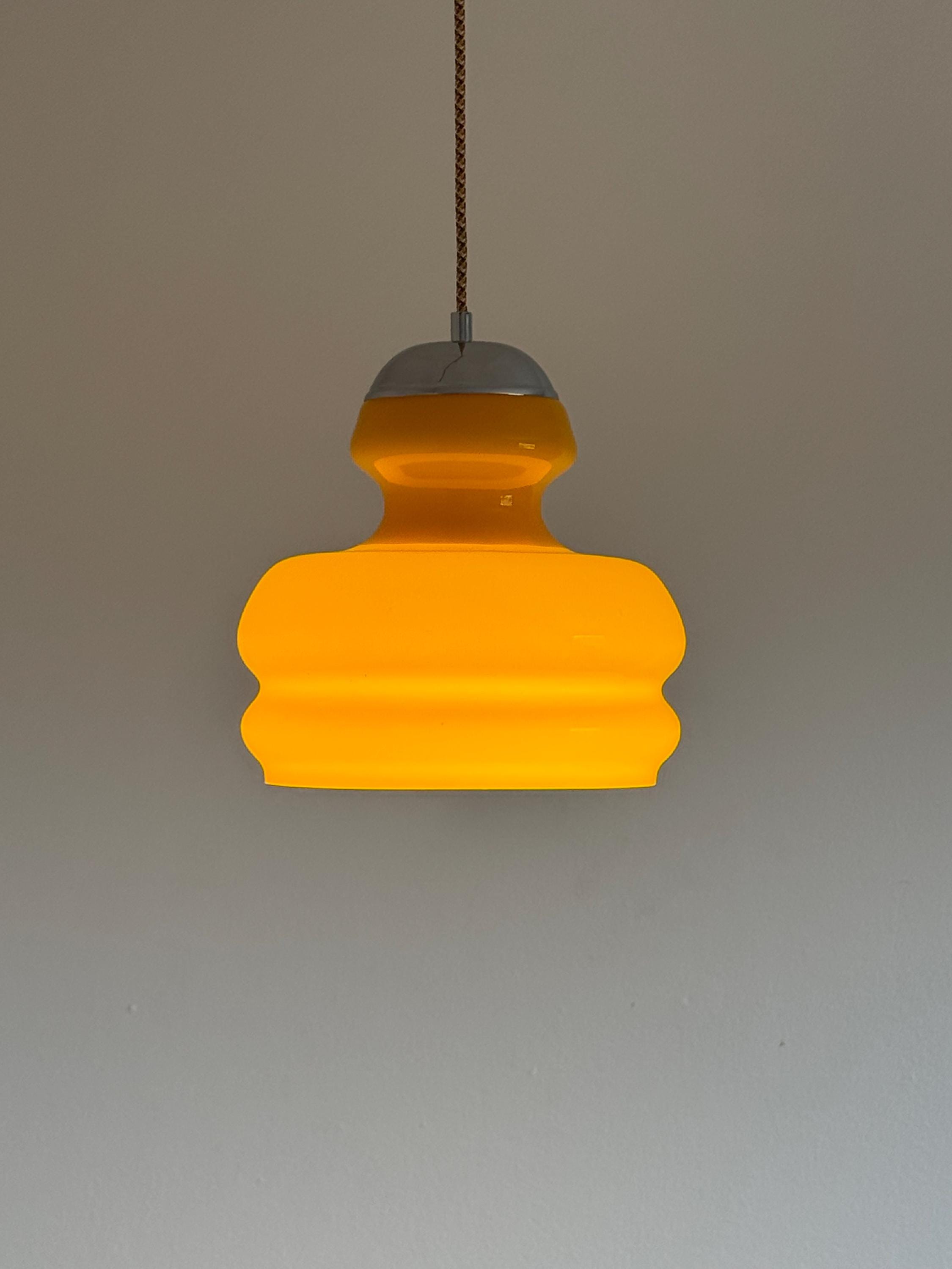 70s hanging lamp orange - Etsy 日本