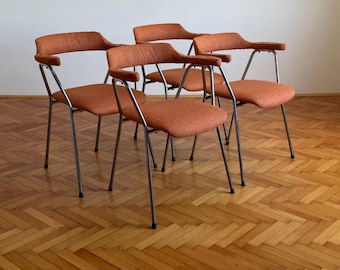 1 of 4 Vintage Orange Armchairs Model 4455 Designed by Niko Kralj for Stol Kmanik / Mid Century Modern Dining Chairs / 1970s