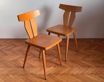 1 of 2 Vintage Brown Wooden Dining Chairs / Mid-Century Chairs / Farmhouse Chairs / Austria / 1970s