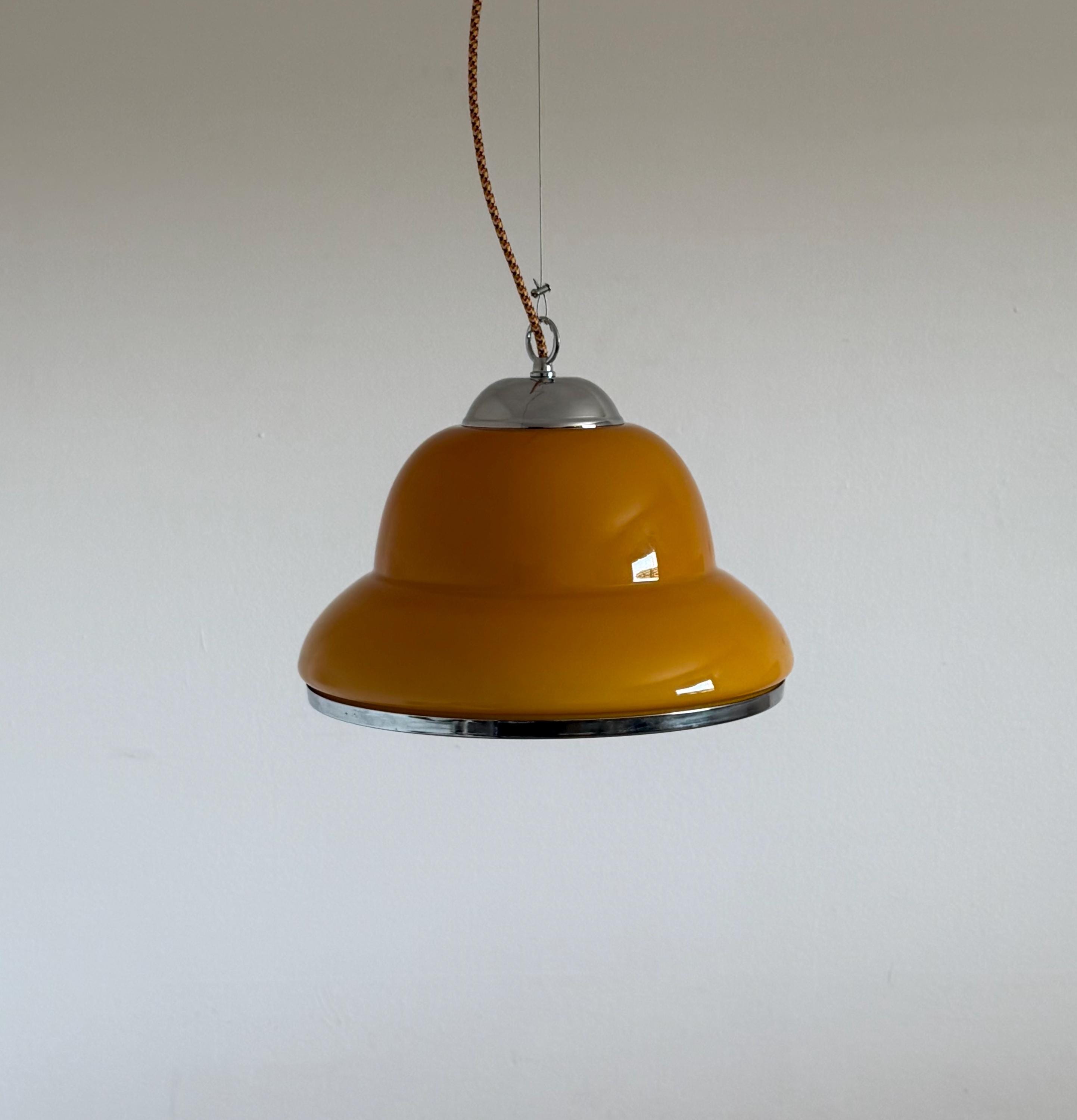 70s hanging lamp orange - Etsy 日本
