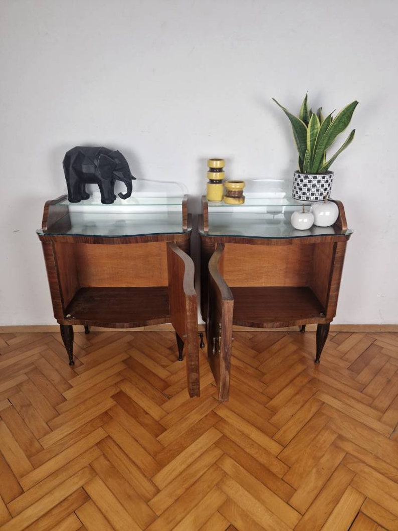 SET 2 Vintage Bedside Tables / Mid Century Bedside Tables / Etsy