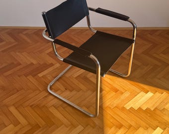 ミッドセンチュリー バウハウス B34 黒革カンチレバーチェア、Mart