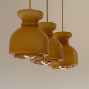 1 of 4 Vintage Opaline Glass Pendant Lamps / Cream MCM Small Ceiling Lights / Kitchen Island Lamps / Made in Italy / 1960s