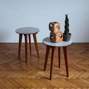 1 of 2 Vintage Formica Side Table / Vintage Nightstand Pair / Mid Century Formica Stool / Vintage Bedside Table / Plant Stand / Retro Table