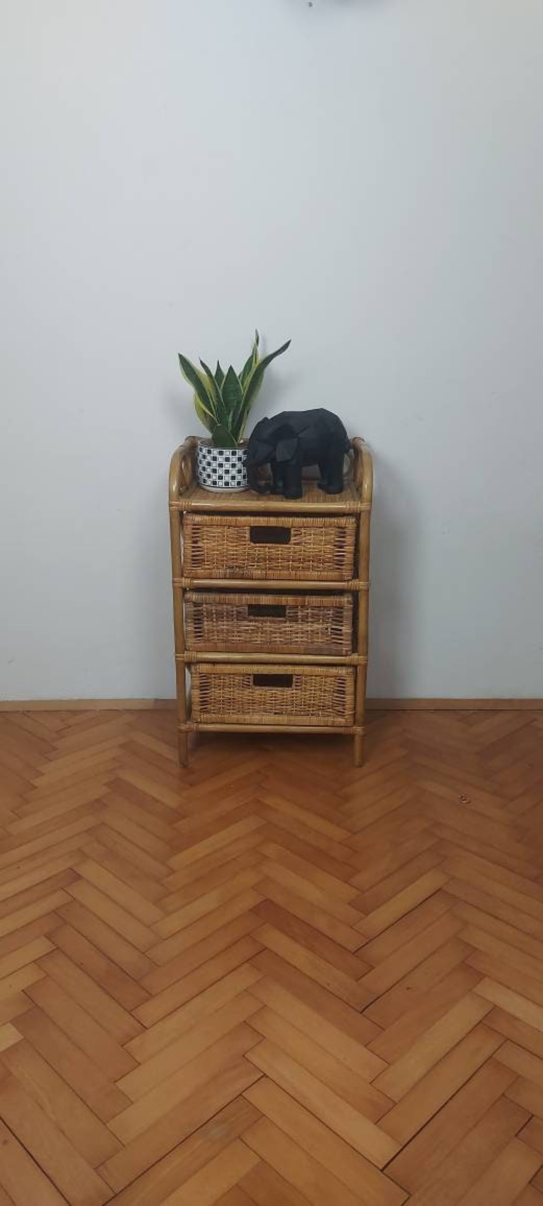 Vintage Rattan Bedside Table/ Rattan Dresser/ Wicker Etsy