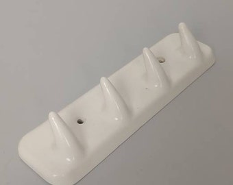 1 of 4 Vintage Plastic White Towel Hooks / Mid Century Towel Rack / Antique Bathroom Decor / Wall Decor / Italy / 1960s