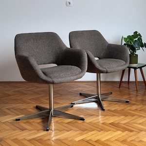 1 of 4 Vintage Egg armchair grey / mid century retro chair / Kamnik chair / 1970s Yugoslavian design / perfect for home or office 70s