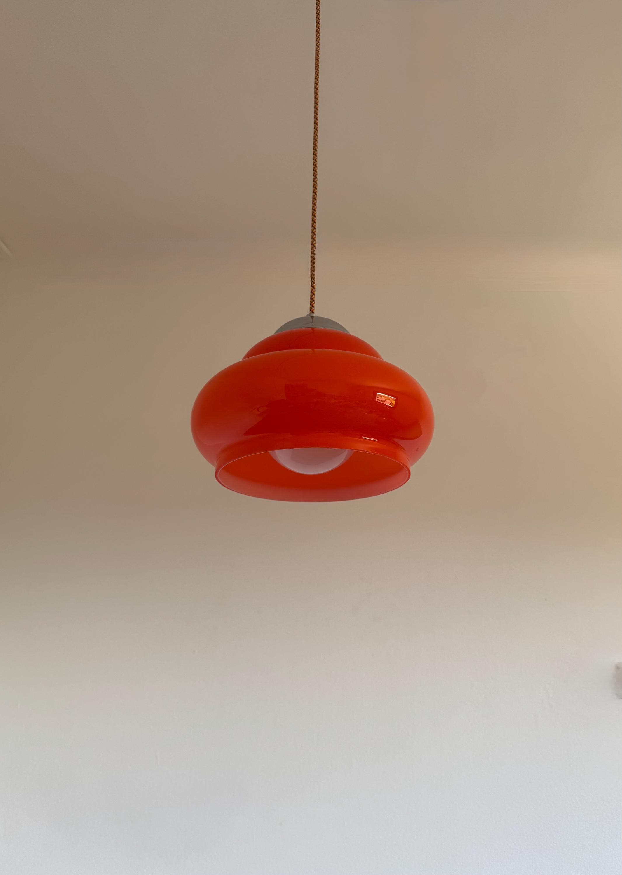 70s hanging lamp orange - Etsy 日本