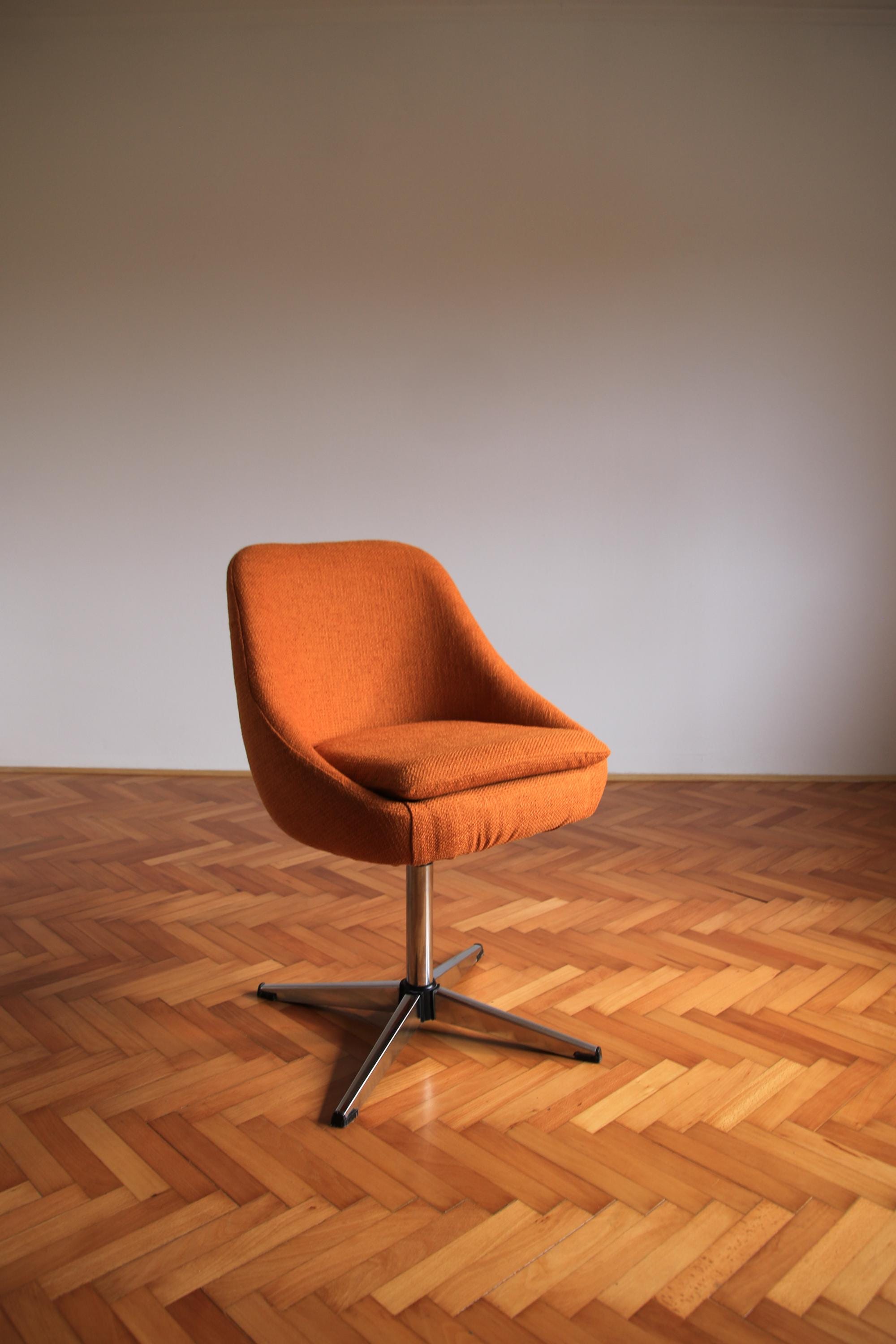 Vintage Orange Swivel Chair by Stol Kamnik / Mid Century Modern