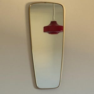 Mid Century Modern Wall Mirror / Square Vanity Mirror / Vintage Golden Mirror / Antique Mirror / Germany / 1960s