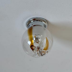 Vintage Ceiling or Wall Sconce / Mazegga Murano Glass Lamp / Mid Century Modern Round Globe Lamp / Flush Mount Light / Made in Italy / 1970s