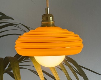 Vintage glazen bol hanglamp / Art Deco / vernieuwde plafondlamp / oude lamp 50-60 jaar