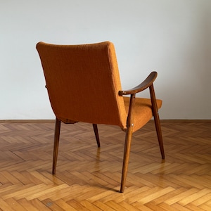 Vintage Meblo Armchair / Retro Orange Lounge Armchair / Antique Ottoman / Mid Century / Antique Chair / Upholstered Chair / Yugoslavia / 70s image 8