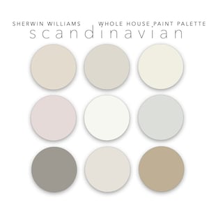 Scandinavian Sherwin Williams Paint Color Palette for Home (Digital Download