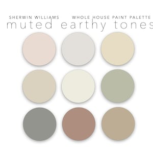 Muted Earthy Tones Whole Home Paint Color Palette, Sherwin Williams, Interior Designer Paint Colors for Home - Prepackaged Paint Scheme