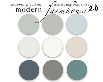 Modern Farmhouse Paint Color Palette: Sherwin Williams Interior Paint Scheme (Digital Download)