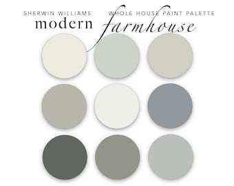 Modern Farmhouse Paint Color Palette: Sherwin Williams Whole Home Scheme (Digital Download)