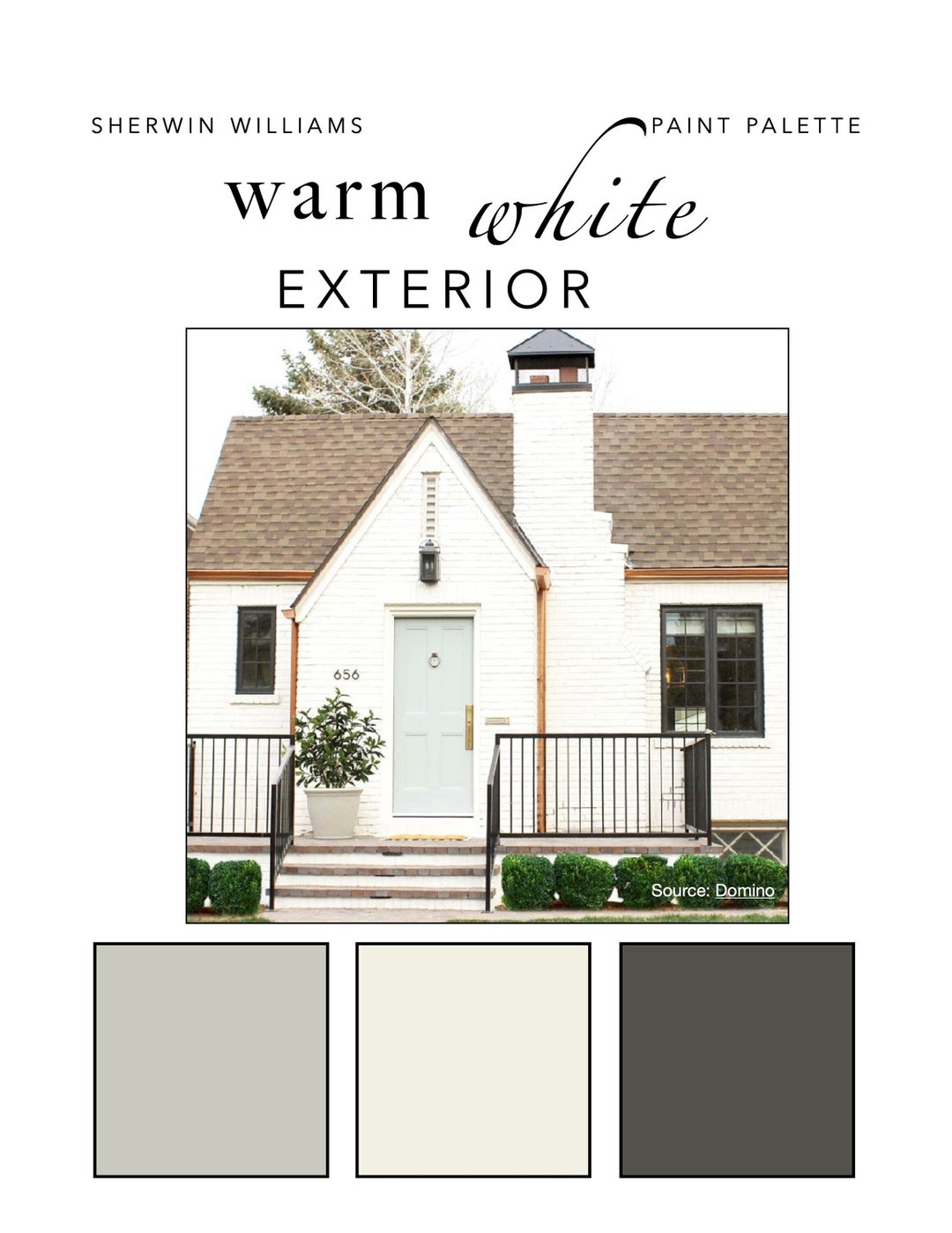 Warm White EXTERIOR Paint Color Palette: Siding, Trim, Doors, Accents 4 ...