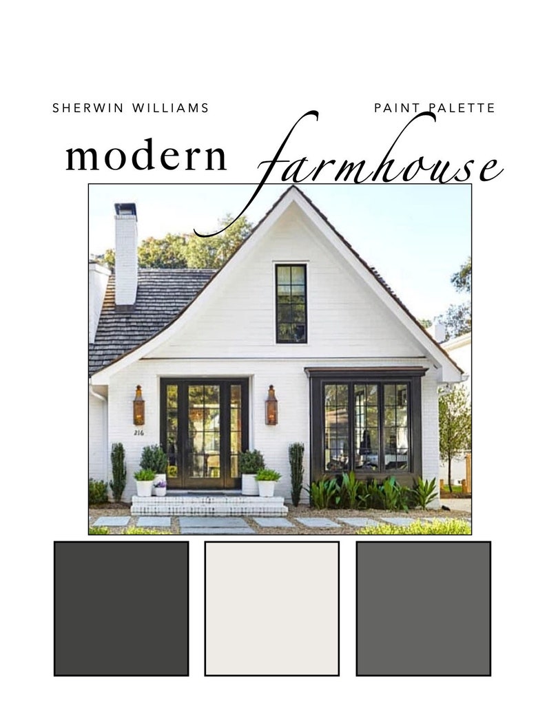 Modern Farmhouse EXTERIOR Paint Color Palette Etsy España
