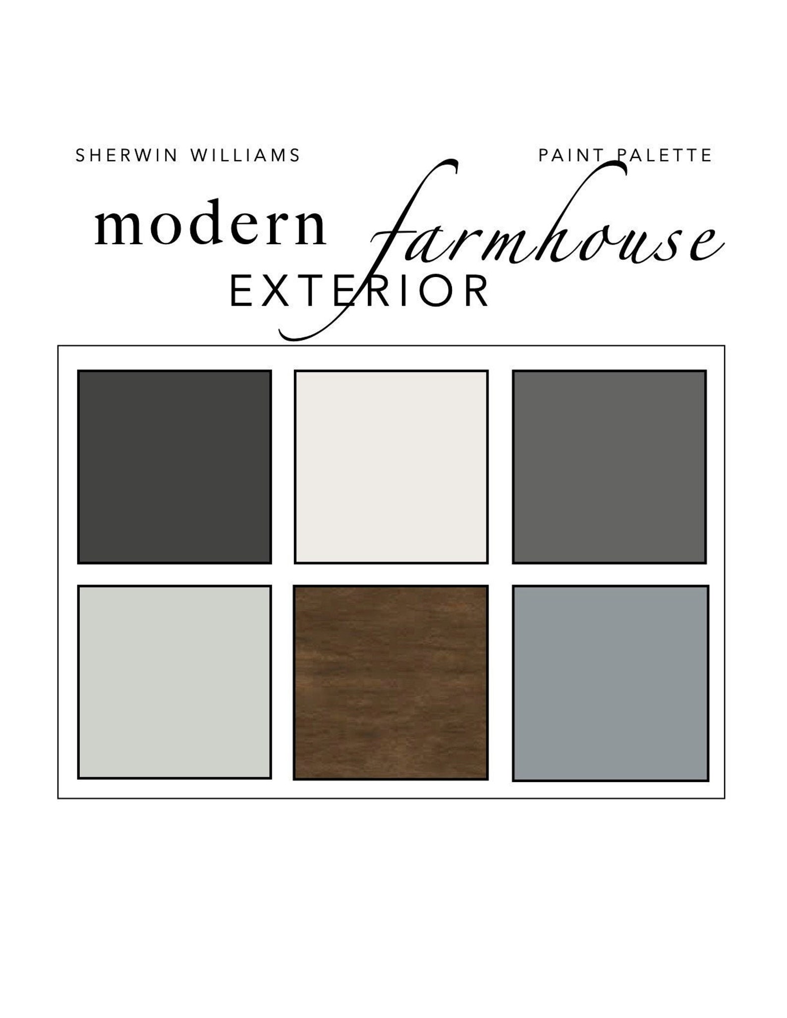 Modern Farmhouse EXTERIOR Paint Color Palette Etsy