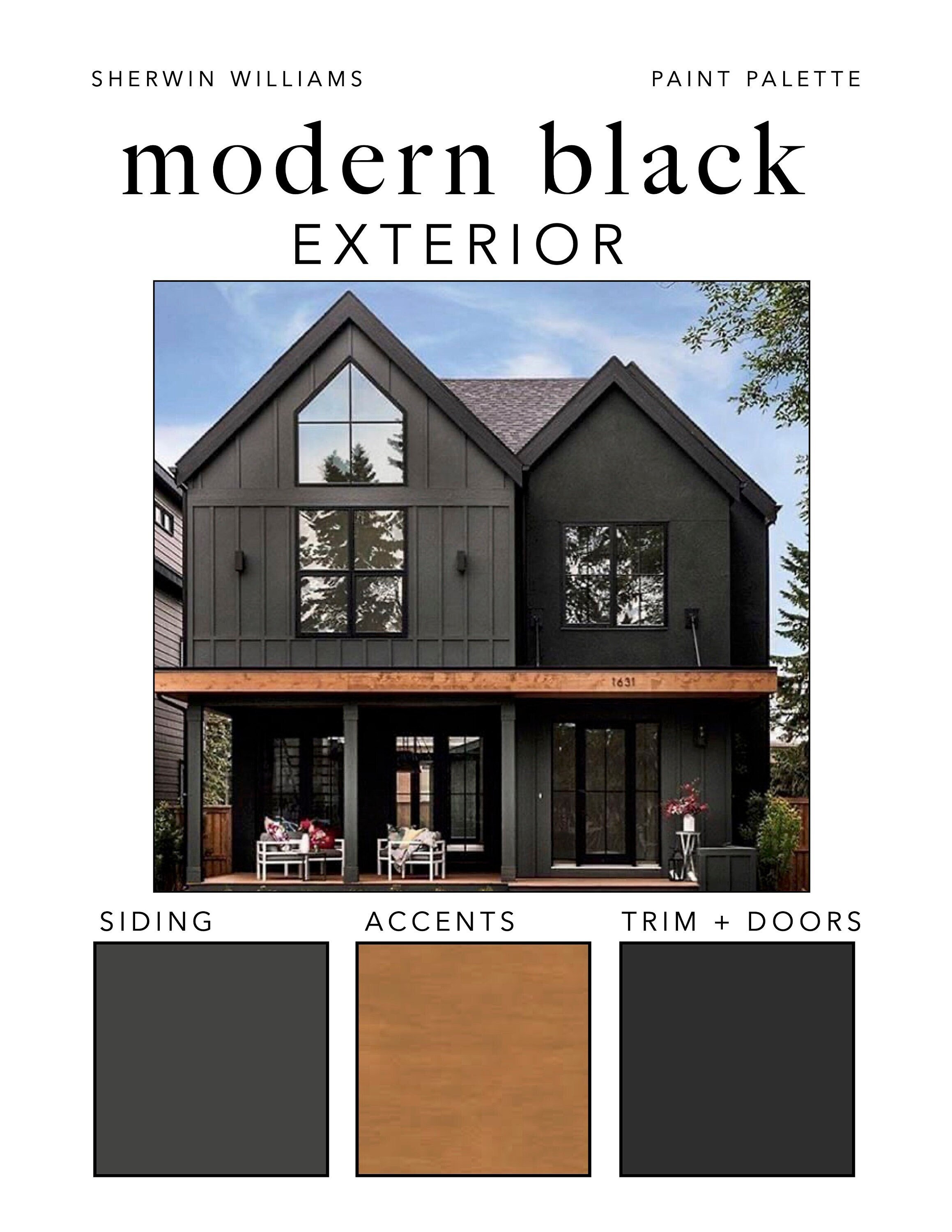 Modern BLACK EXTERIOR Paint Color Palette Siding Trim Etsy