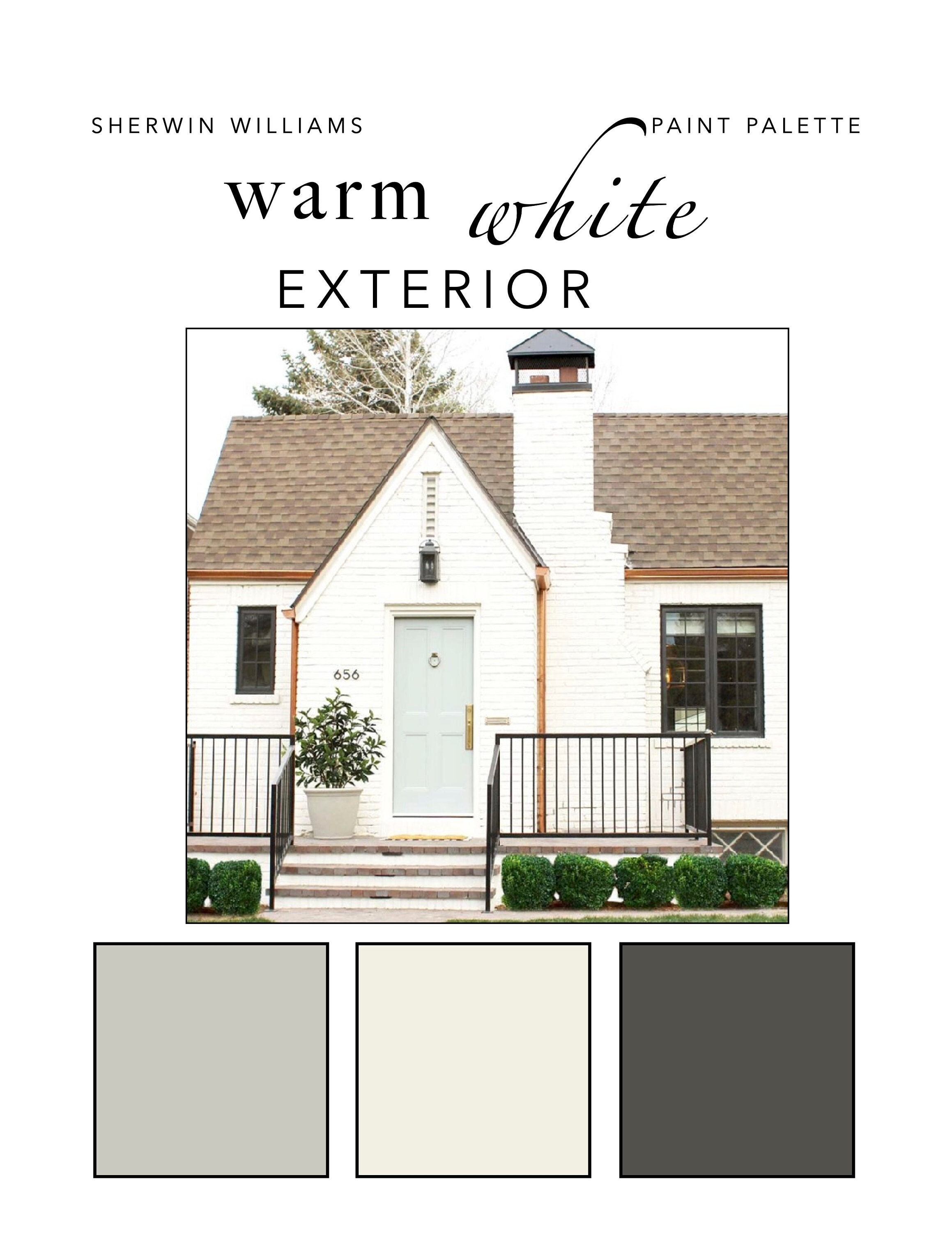Warm White EXTERIOR Paint Color Palette Siding Trim Doors Etsy