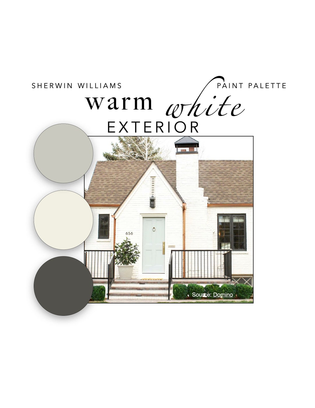 Warm White EXTERIOR Paint Color Palette: Siding, Trim, Doors, Accents ...
